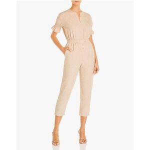 Joie Women's Short Sleeves Cinch Waist Tapered Leg Jumpsuit Khaki Size‎ Medium